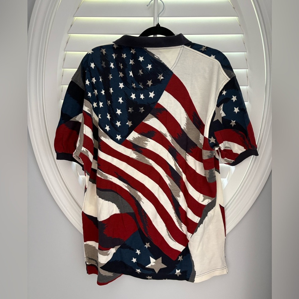 Men’s vintage Patriotic SS Polo Shirt - Red, Blue, White sz Large - Picture 5 of 9